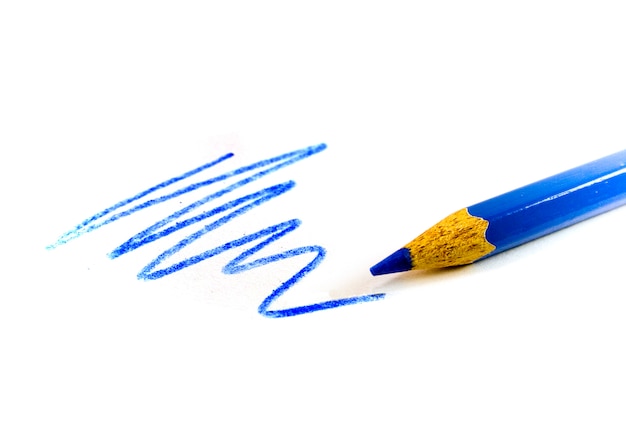 Dibujado zigzag azul y lápiz