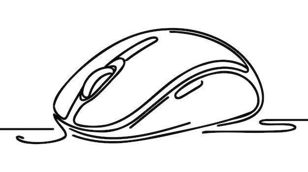 Dibujar una línea continua con el ratón de la computadora en un fondo blanco aislado estilo lineal