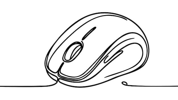 Dibujar una línea continua con el ratón de la computadora en un fondo blanco aislado estilo lineal