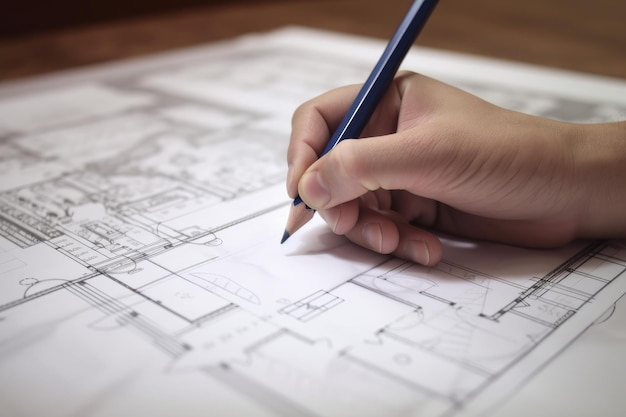 Dibujar a mano plan de apartamentos Edificio de arquitectura