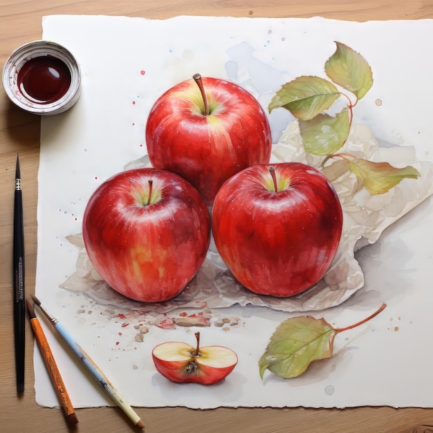 Dibujar manzana con lápiz de color.