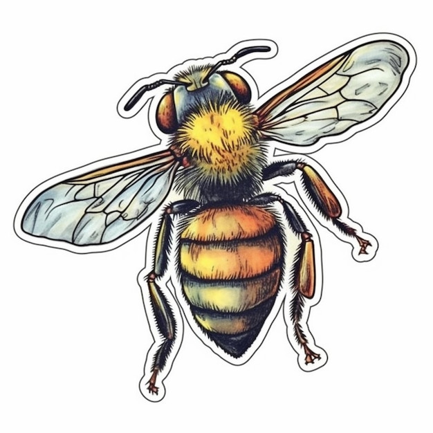 un dibujo de una abeja con un cuerpo amarillo y alas negras ai generativo