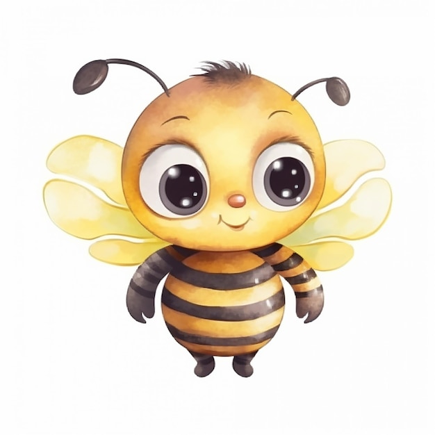 Un dibujo de una abeja con ojos grandes.