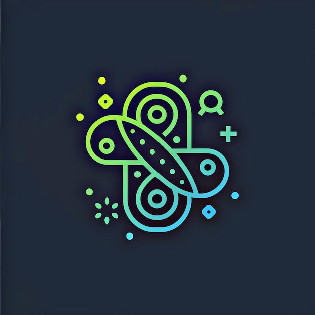 un dibujo abstracto azul y verde de un círculo con un círculo verde y azul
