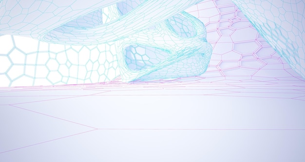 Dibujo abstracto interior paramétrico blanco con ventana Dibujo de color polígono Ilustración 3D