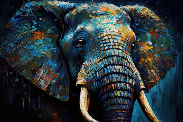 Foto dibujo en acuarela de un elefante creado con tecnología de ia generativa