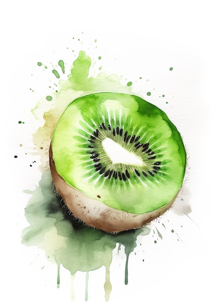 Un dibujo de acuarela de un kiwi