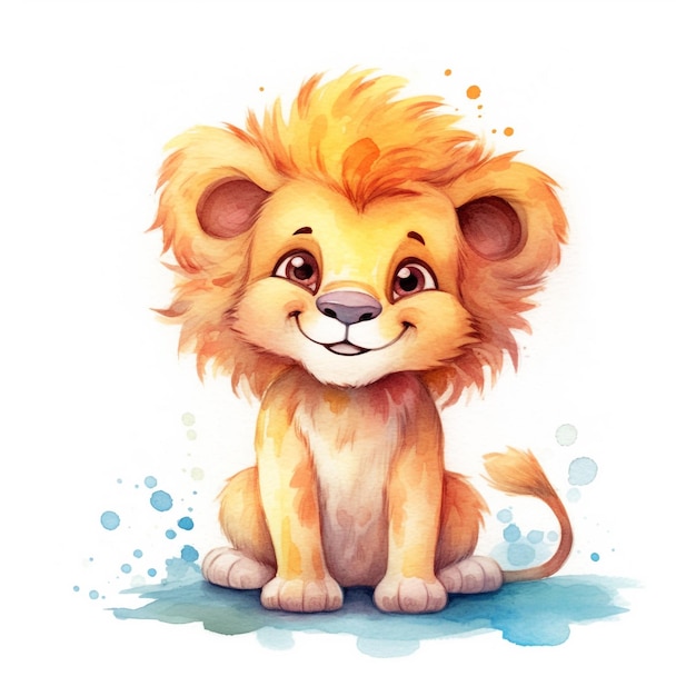 Dibujo de acuarela de un león