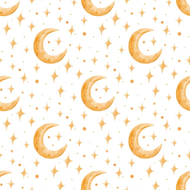 Dibujo en acuarela de la luna y la estrella sobre un fondo transparente o blanco PNG Para telas y impresiones delicadas para niños