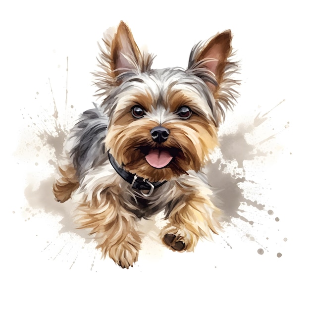 Un dibujo de acuarela de un perro llamado yorkshire terrier.