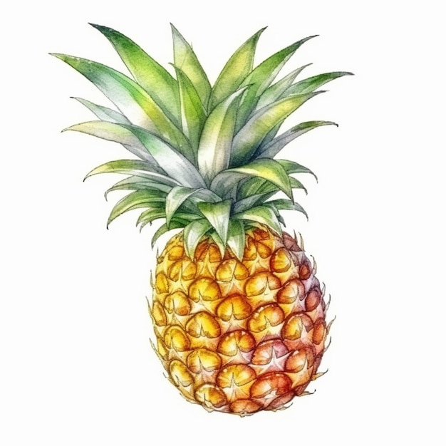 Un dibujo de acuarela de una piña.