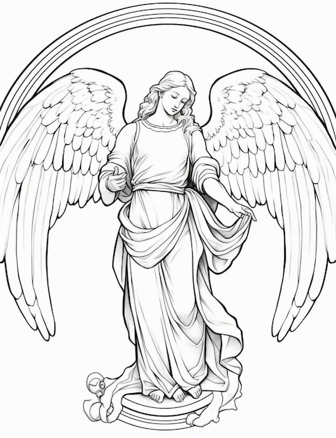 Un dibujo de un angel con alas y un halo generativo ai