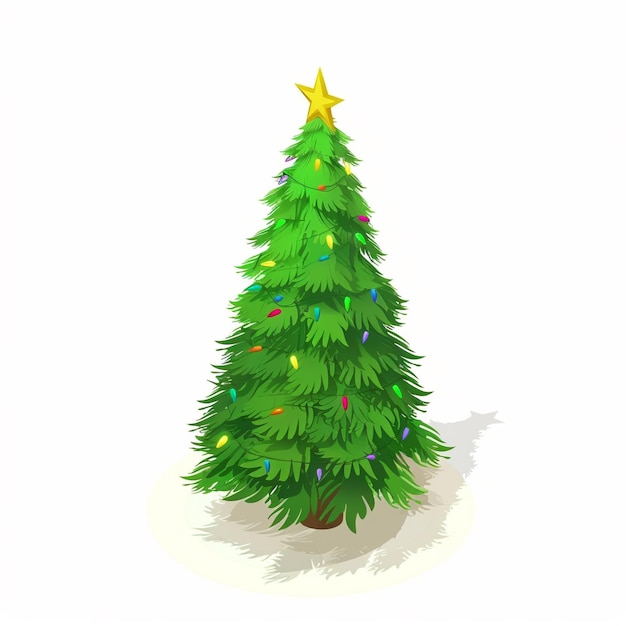 un dibujo animado de un árbol de Navidad con una estrella en él
