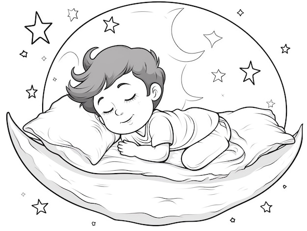 un dibujo animado de un bebé durmiendo en una almohada