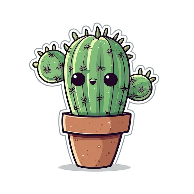 un dibujo animado de un cactus con ojos y ojos.
