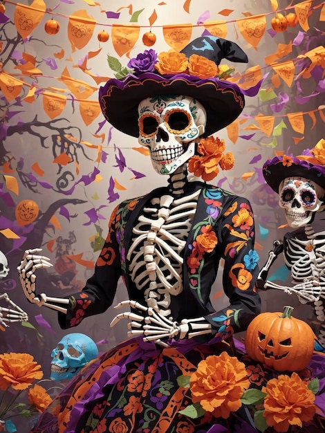 El dibujo animado de Halloween Skeleton