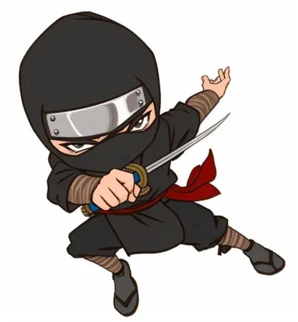 un dibujo animado de un ninja con una espada en la mano