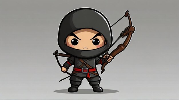 Foto un dibujo animado de un ninja con un palo en la boca