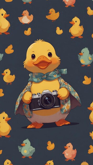 Dibujo Animado Pato Fotógrafo