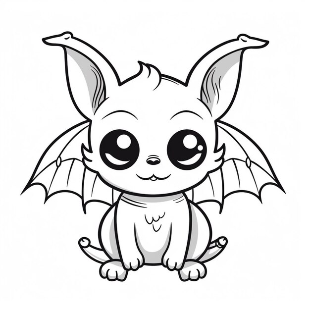 un dibujo animado de un pequeño murciélago con ojos grandes ai generativo