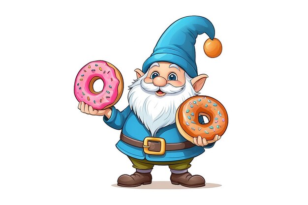 Foto un dibujo animado de un personaje de dibujos animados sosteniendo una rosquilla con rosquillas