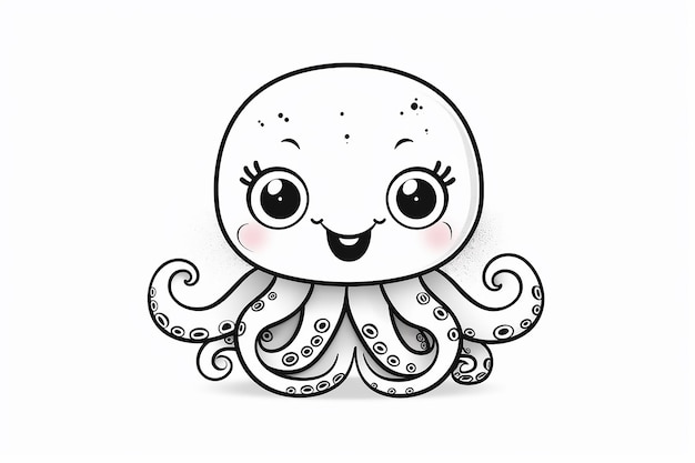 Foto un dibujo animado de un pulpo lindo.