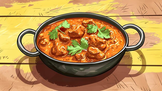 El dibujo animado de Savory Lamb Curry