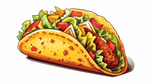 Un dibujo animado de taco detallado clip art fondo blanco generativo ai