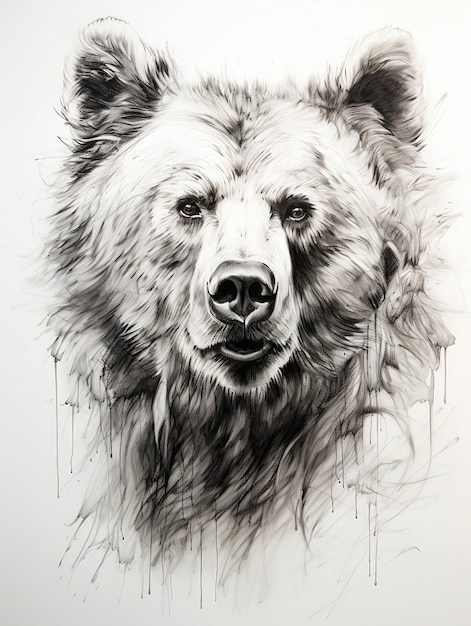 Dibujo de animales de oso con dibujos a lápiz