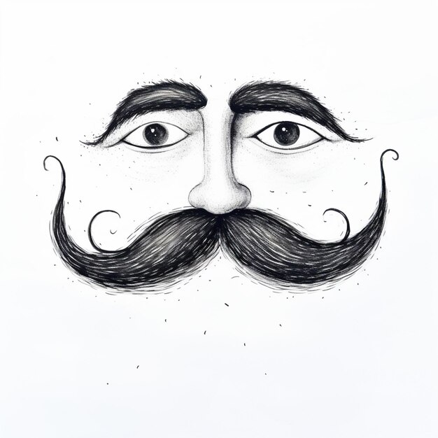 Foto dibujo arafed de un hombre con bigote y un bigote generativo ai