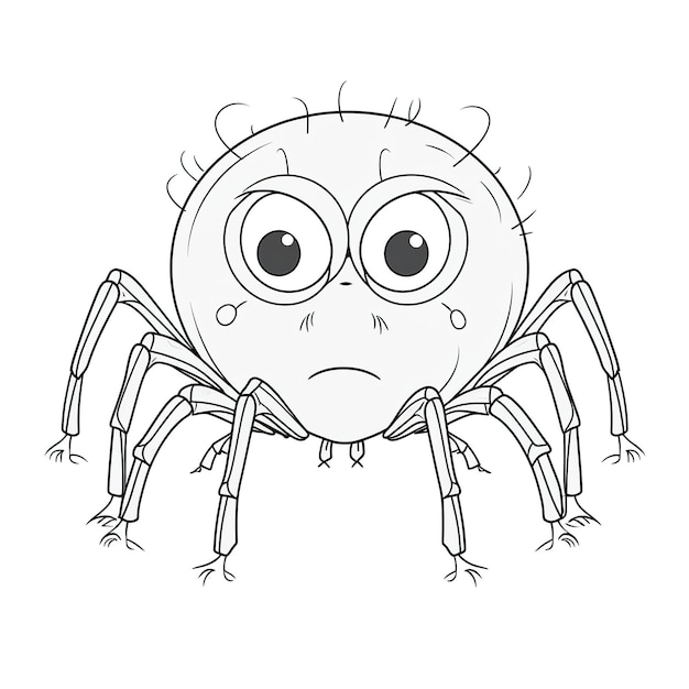 Un dibujo de una araña con una cara triste