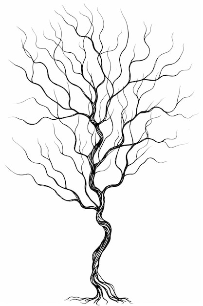 Foto un dibujo de un árbol sin hojas generativo ai