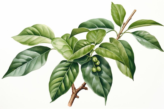 Foto un dibujo de un árbol con hojas verdes y frutos