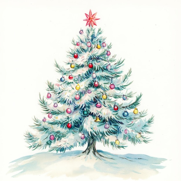 un dibujo de un árbol de Navidad con una estrella en él