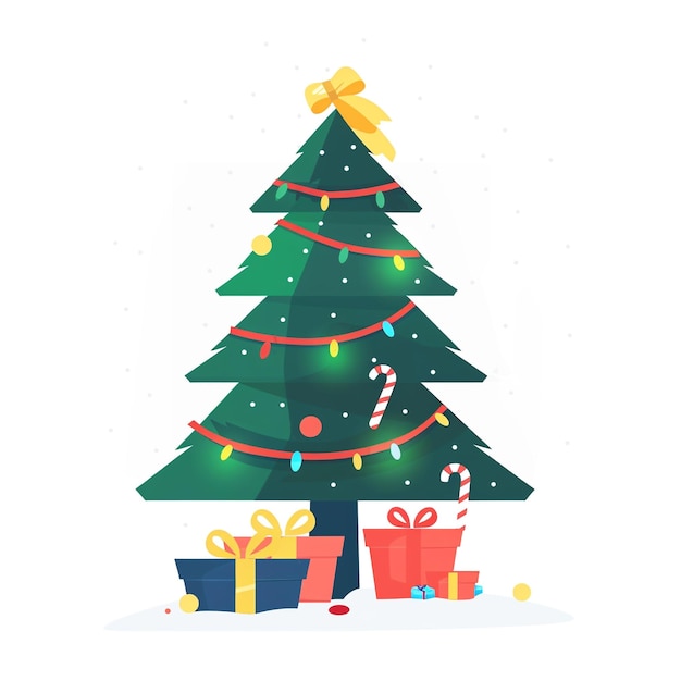 un dibujo de un árbol de Navidad con una imagen de un árbol De Navidad y una persona con un signo de pregunta o