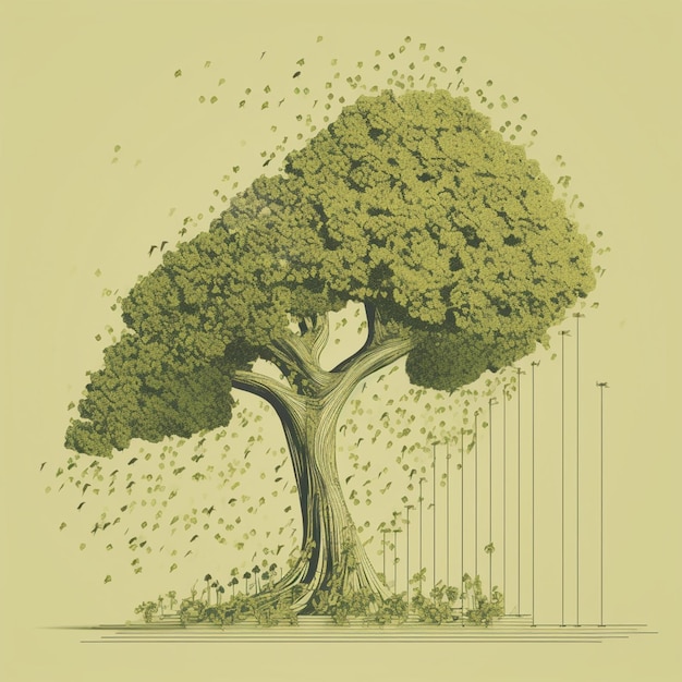 Foto un dibujo de un árbol con las palabras 