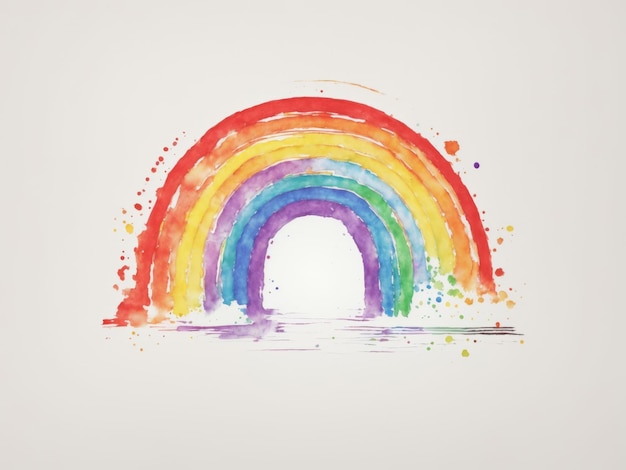 dibujo de un arco iris minimalista simple fondo blanco clipart