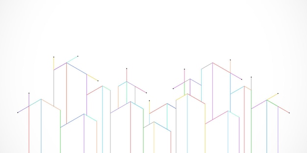 Dibujo arquitectónico con construcción de edificios