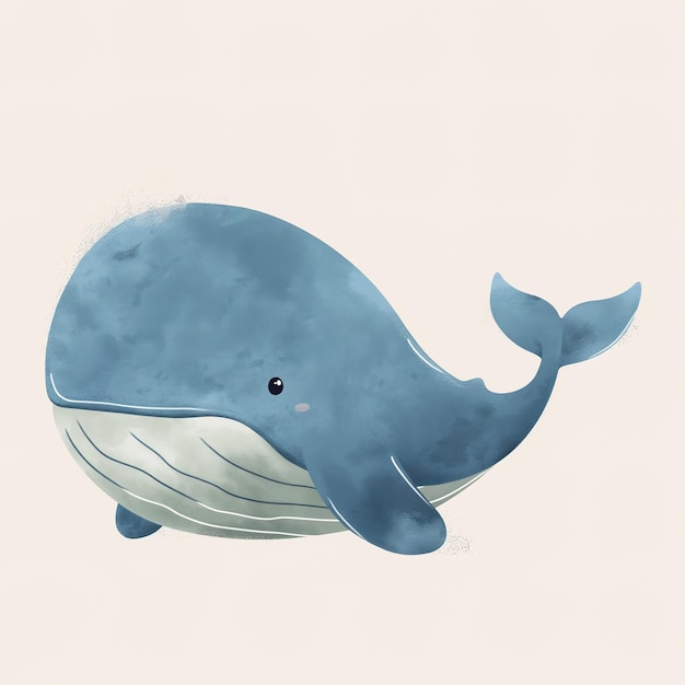 Dibujo de una ballena azul con burbujas