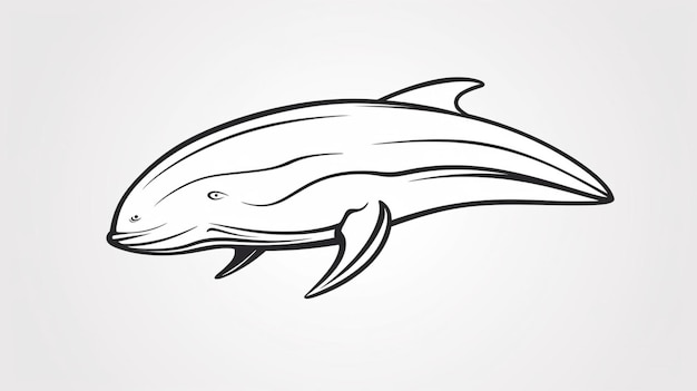 Un dibujo de una ballena en blanco y negro.