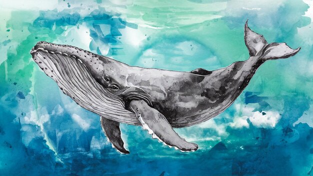 Foto un dibujo de una ballena con el nombre 