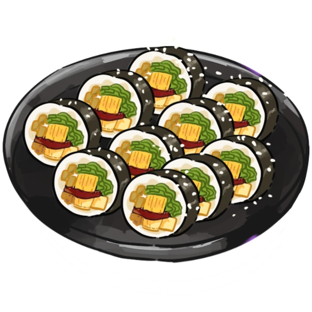 un dibujo de una bandeja de comida con un dibujado de un sándwich en él