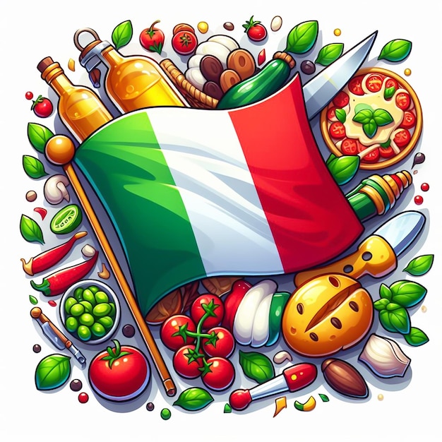Foto dibujo de la bandera de italia revoloteando en el viento generado por la ia