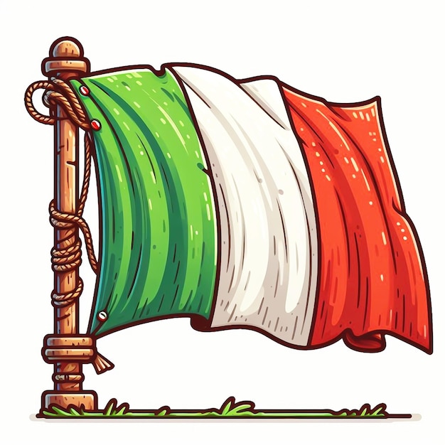 Dibujo de la bandera de Italia revoloteando en el viento generado por la IA