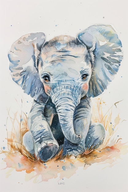 un dibujo de un bebé elefante con una imagen de un bebé Elefante