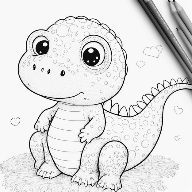 Un dibujo de un bebé lagarto con un corazón en la cara.