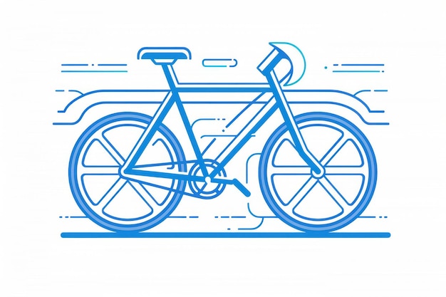 un dibujo de una bicicleta con una bicicleta azul en la parte delantera