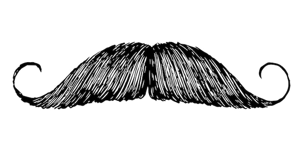 Dibujo de bigote pegatina png diseño blanco negro fondo transparente