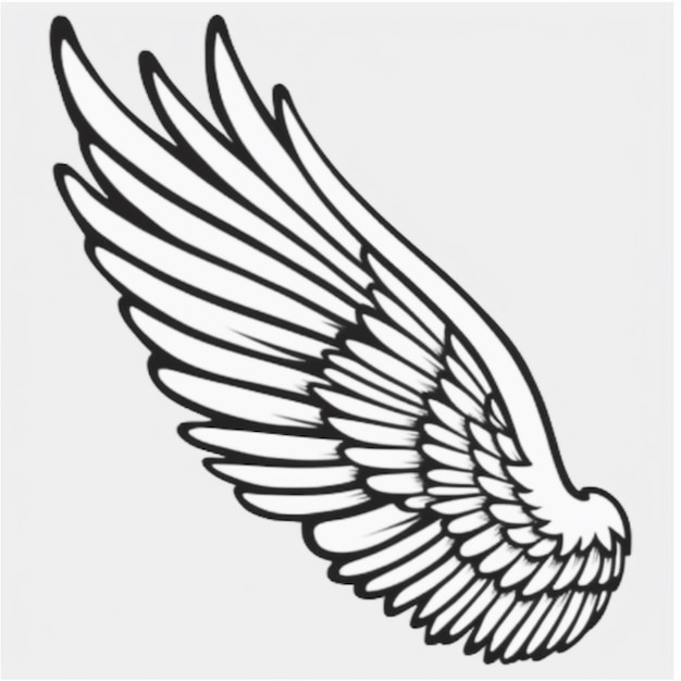 Un dibujo en blanco y negro de un ala con un fondo blanco generativo ai
