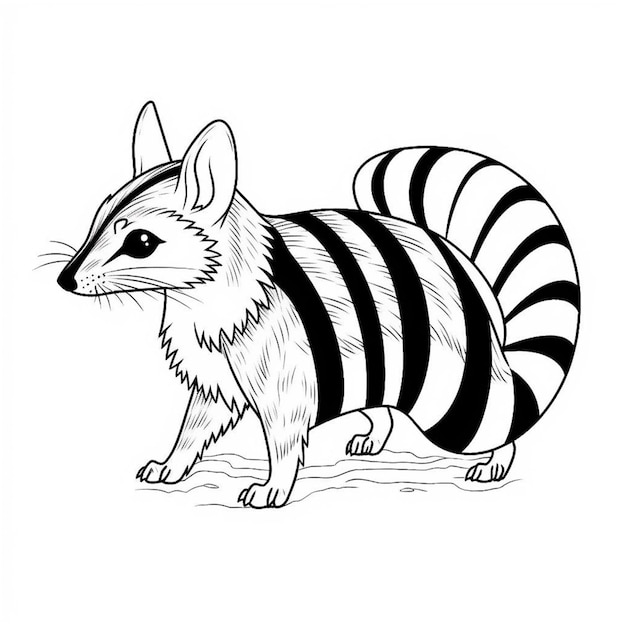 un dibujo en blanco y negro de un animal a rayas generativo ai